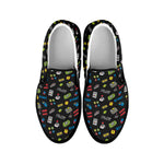 Video Game Gadgets Pattern Print Black Slip On Shoes