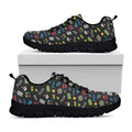 Video Game Gadgets Pattern Print Black Running Shoes