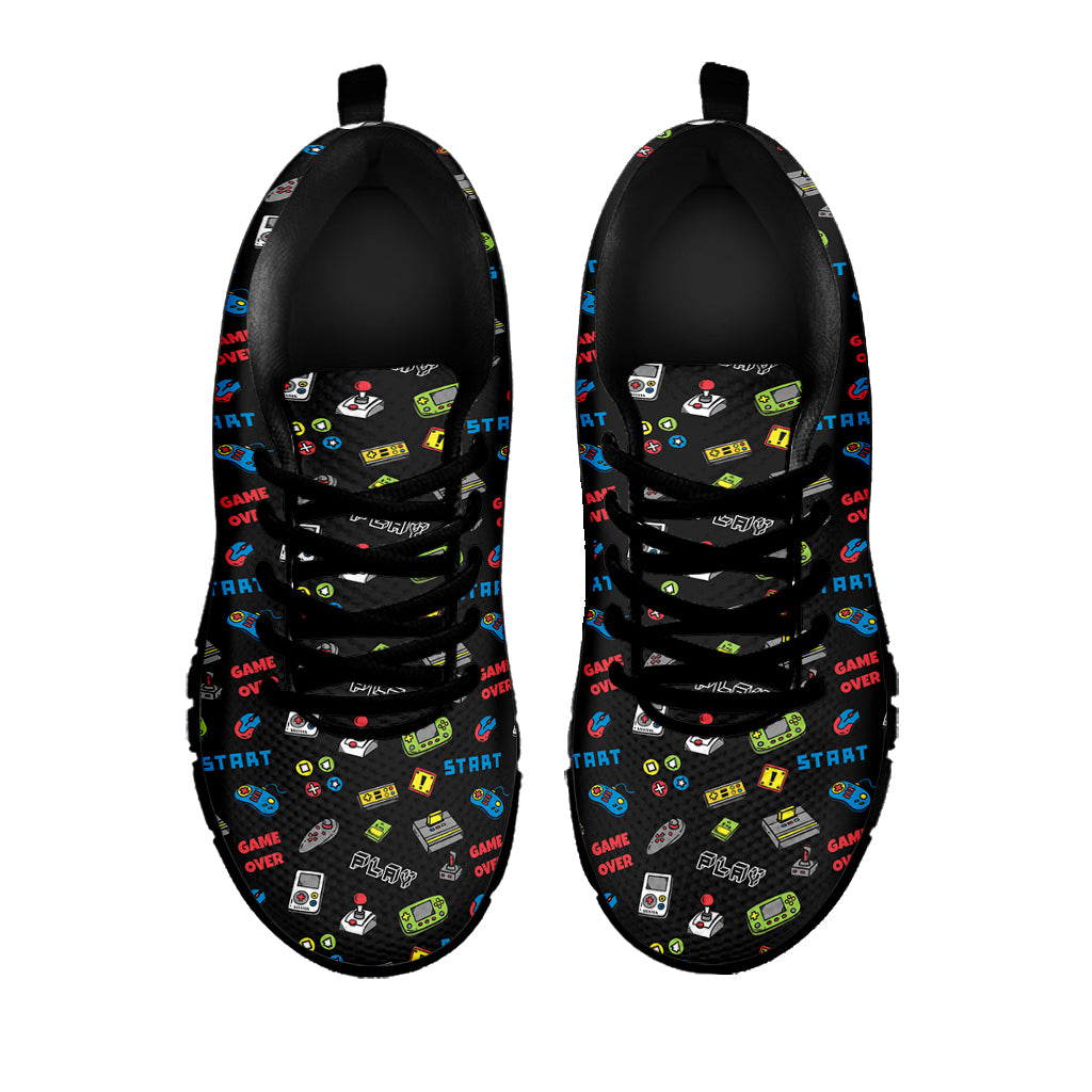 Video Game Gadgets Pattern Print Black Sneakers