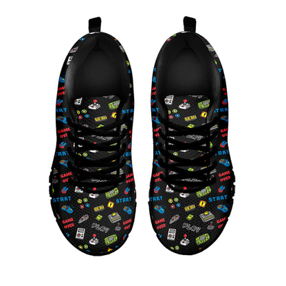 Video Game Gadgets Pattern Print Black Sneakers