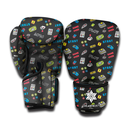 Video Game Gadgets Pattern Print Boxing Gloves