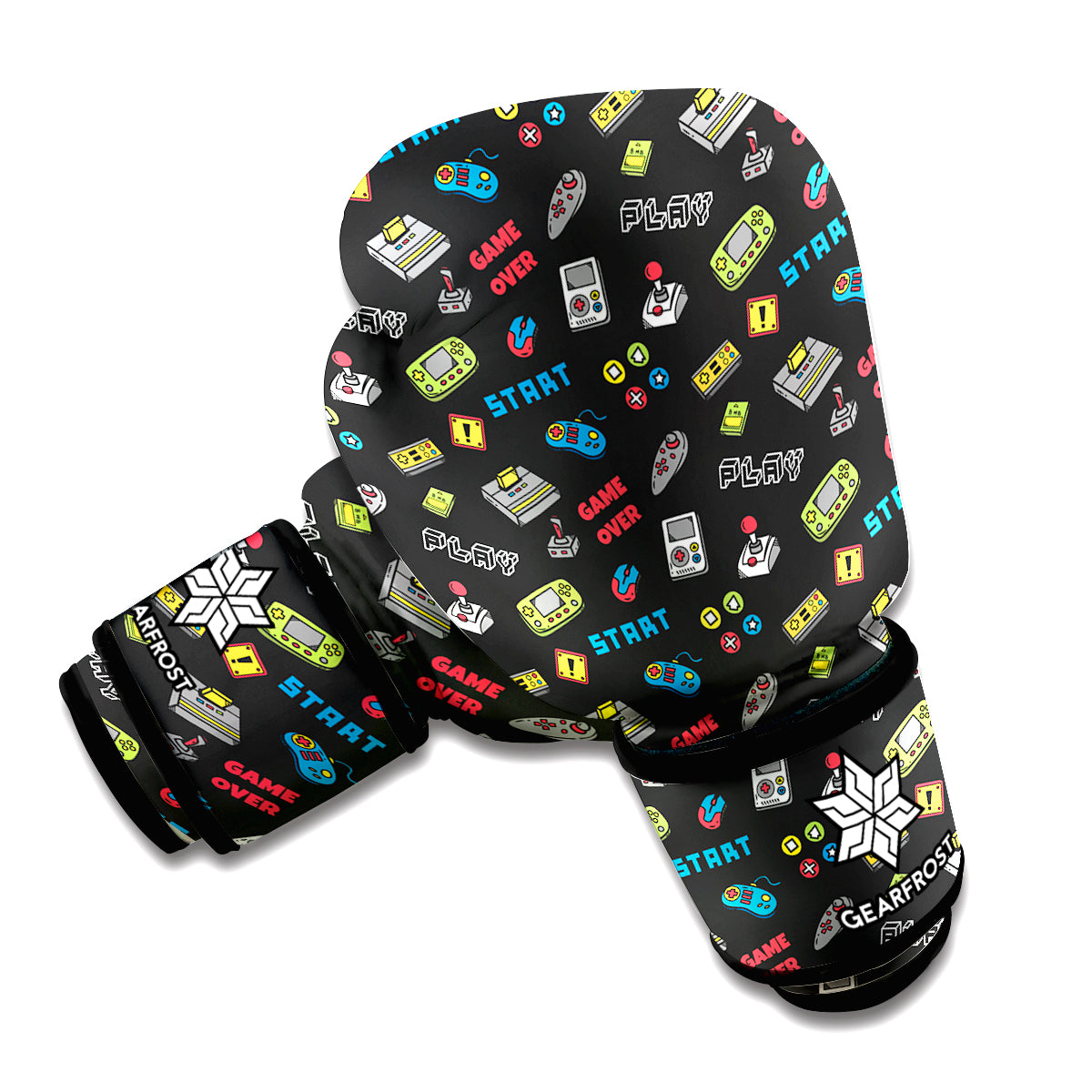 Video Game Gadgets Pattern Print Boxing Gloves