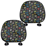 Video Game Gadgets Pattern Print Car Headrest Covers