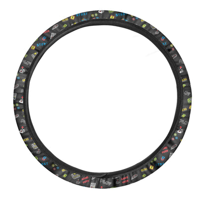 Video Game Gadgets Pattern Print Car Steering Wheel Cover