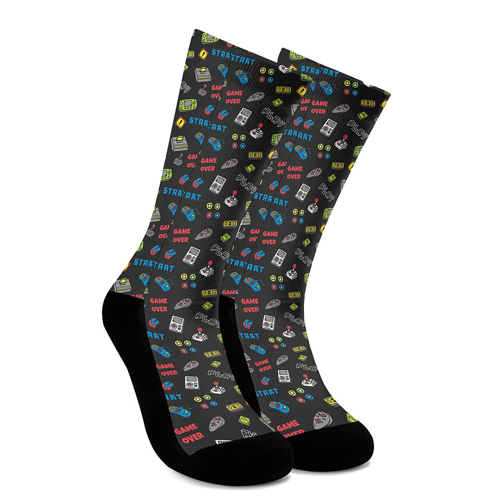 Video Game Gadgets Pattern Print Crew Socks