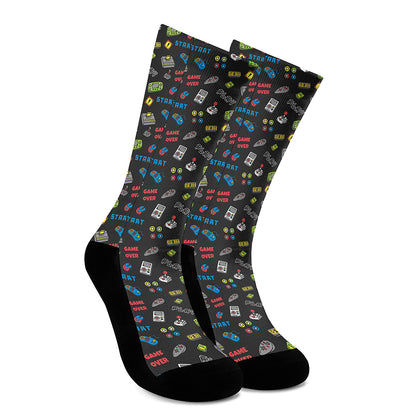 Video Game Gadgets Pattern Print Crew Socks