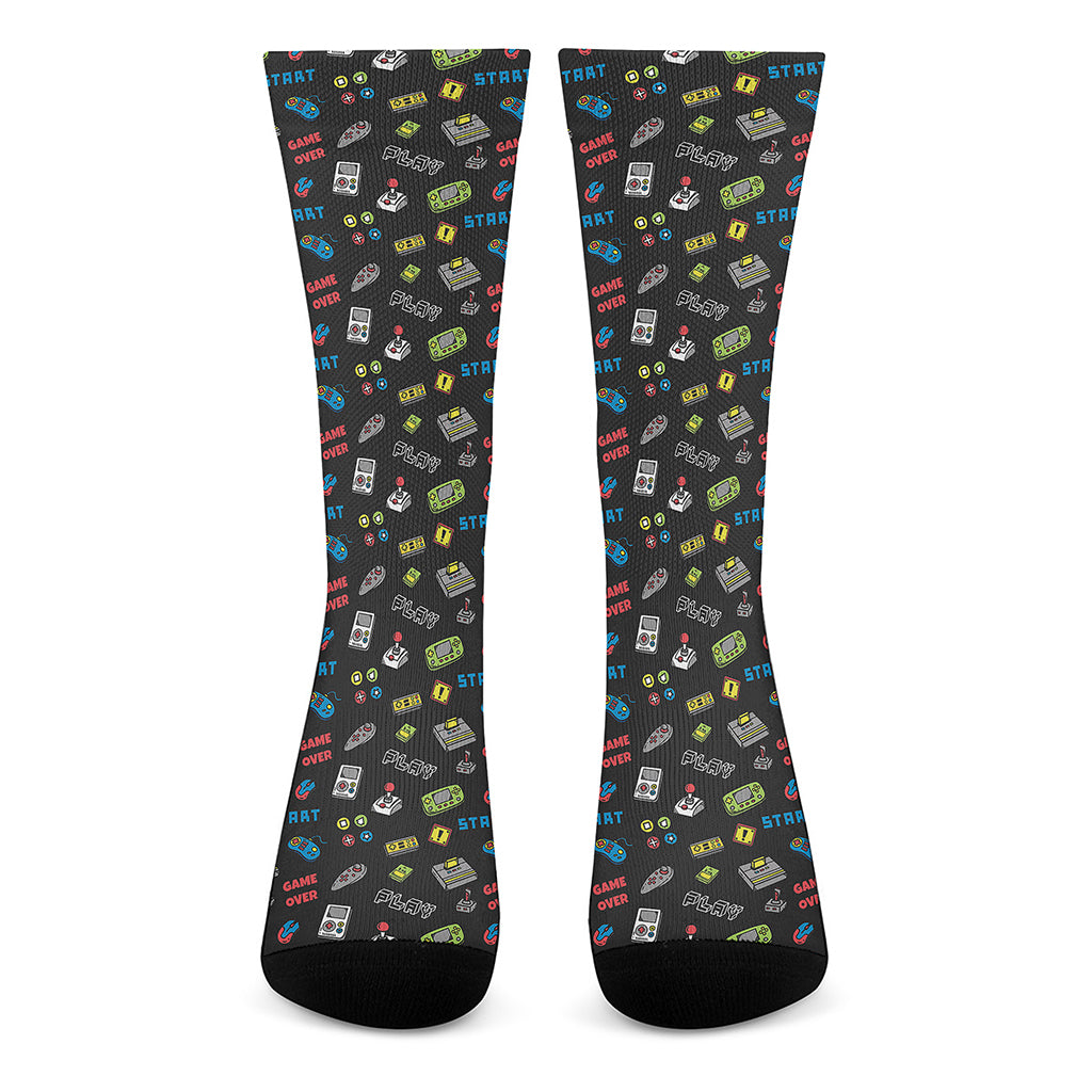 Video Game Gadgets Pattern Print Crew Socks