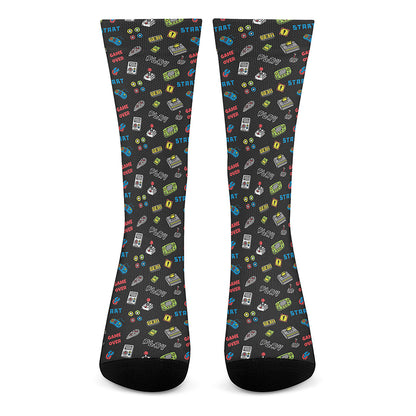 Video Game Gadgets Pattern Print Crew Socks