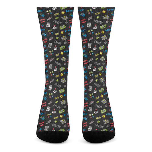 Video Game Gadgets Pattern Print Crew Socks