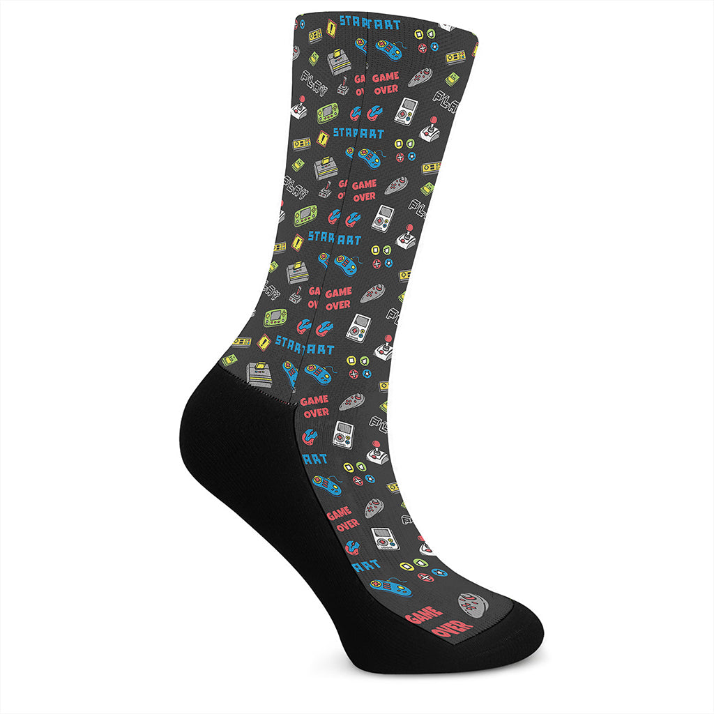 Video Game Gadgets Pattern Print Crew Socks