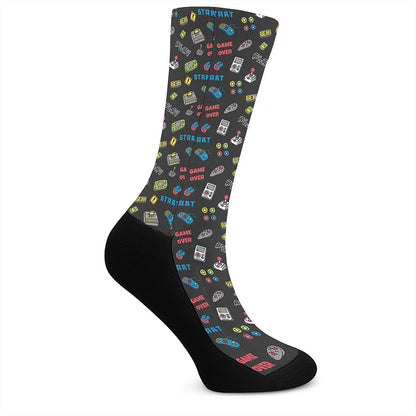 Video Game Gadgets Pattern Print Crew Socks
