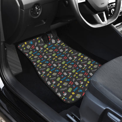 Video Game Gadgets Pattern Print Front and Back Car Floor Mats