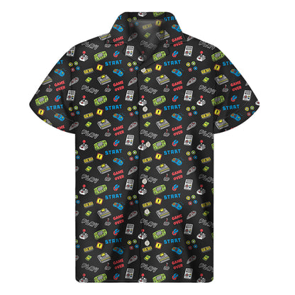 Video Game Gadgets Pattern Print Men's Short Sleeve Shirt