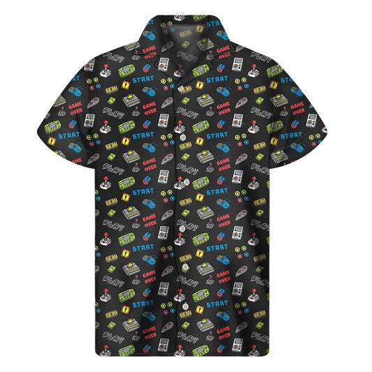 Video Game Gadgets Pattern Print Men's Short Sleeve Shirt