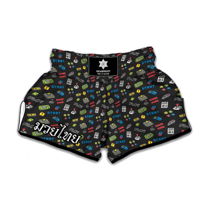 Video Game Gadgets Pattern Print Muay Thai Boxing Shorts