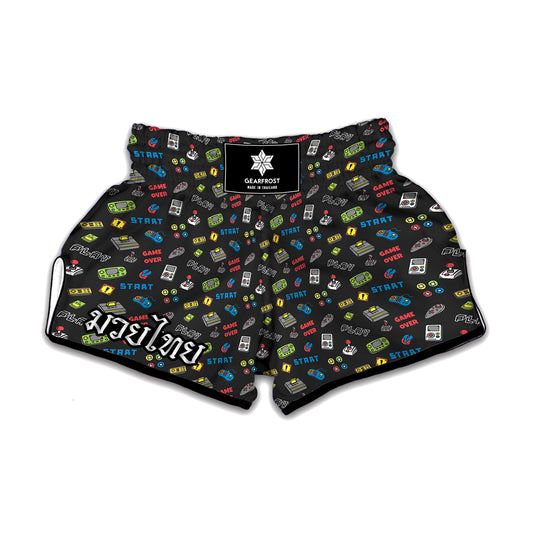 Video Game Gadgets Pattern Print Muay Thai Boxing Shorts