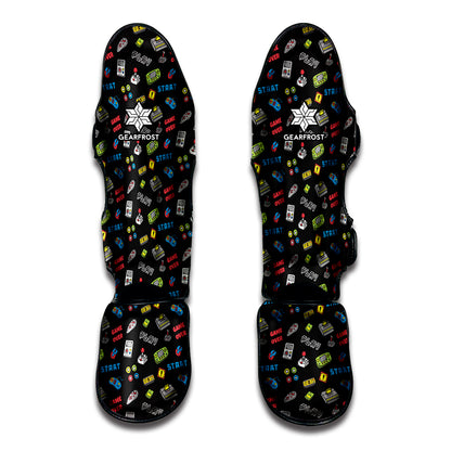 Video Game Gadgets Pattern Print Muay Thai Shin Guard