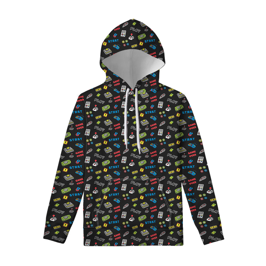 Video Game Gadgets Pattern Print Pullover Hoodie