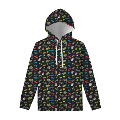 Video Game Gadgets Pattern Print Pullover Hoodie