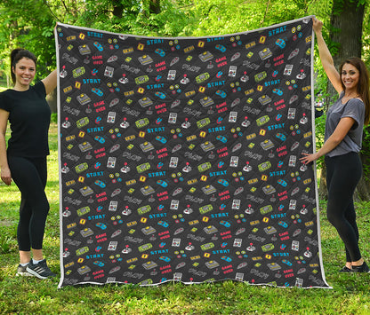 Video Game Gadgets Pattern Print Quilt