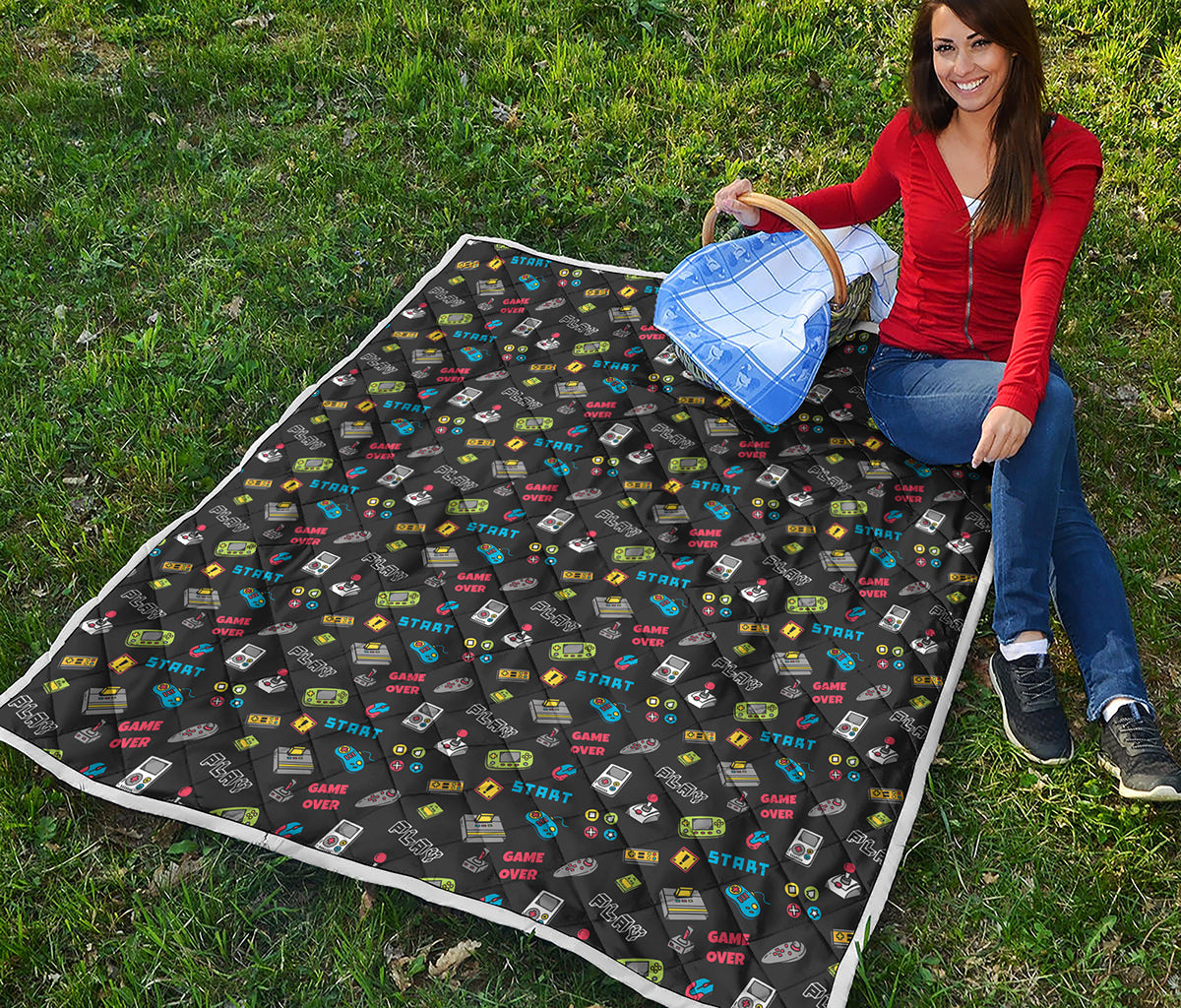 Video Game Gadgets Pattern Print Quilt