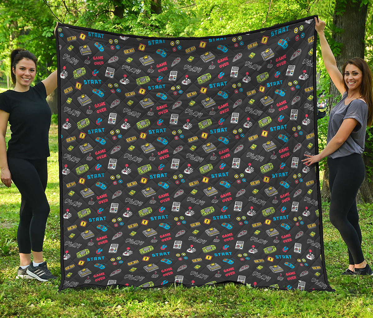 Video Game Gadgets Pattern Print Quilt