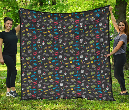 Video Game Gadgets Pattern Print Quilt