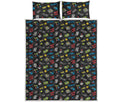 Video Game Gadgets Pattern Print Quilt Bed Set