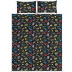 Video Game Gadgets Pattern Print Quilt Bed Set