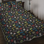 Video Game Gadgets Pattern Print Quilt Bed Set