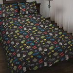 Video Game Gadgets Pattern Print Quilt Bed Set