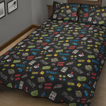 Video Game Gadgets Pattern Print Quilt Bed Set