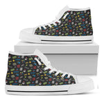 Video Game Gadgets Pattern Print White High Top Shoes
