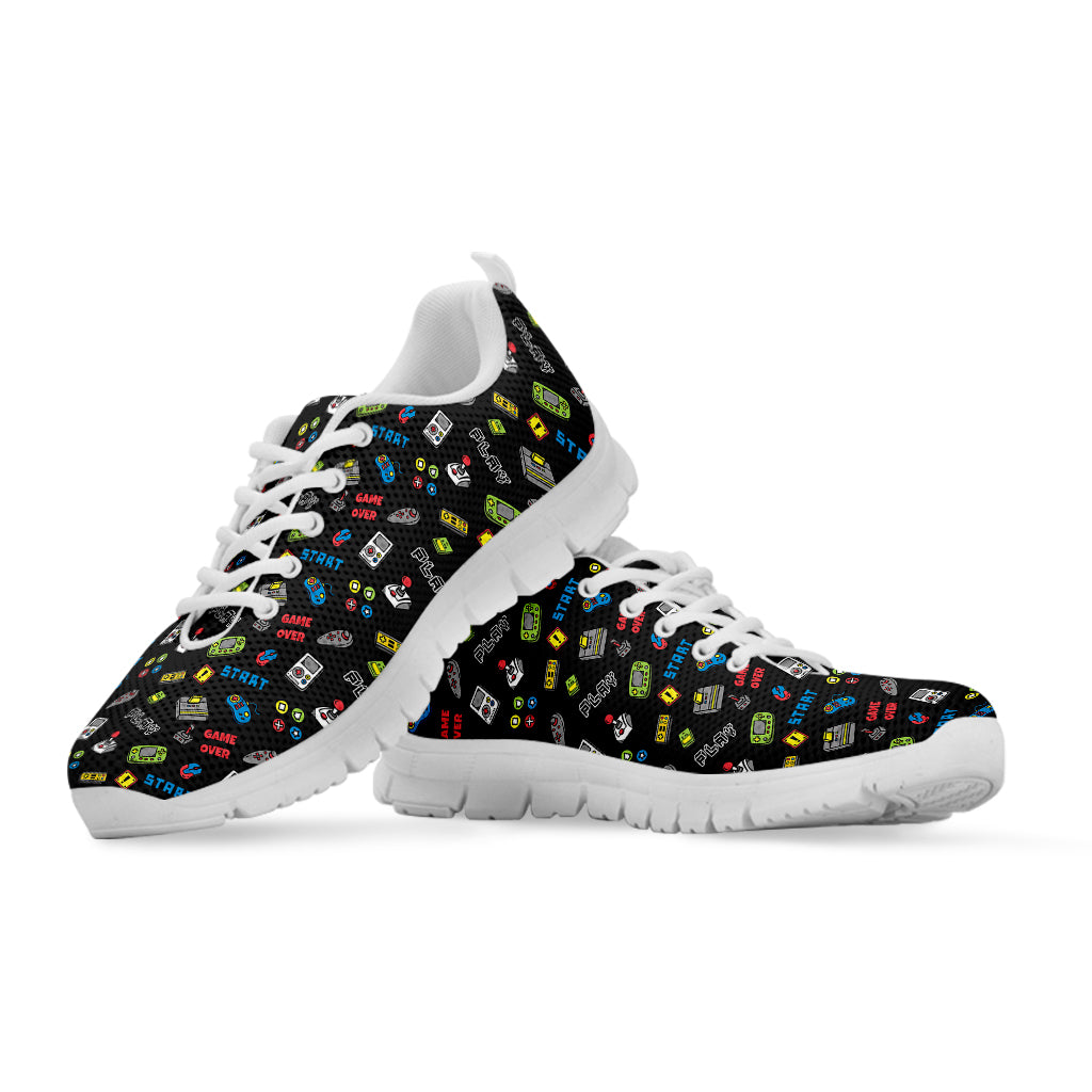 Video Game Gadgets Pattern Print White Sneakers