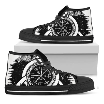 Viking Celtic Trinity Knot Print Black High Top Shoes