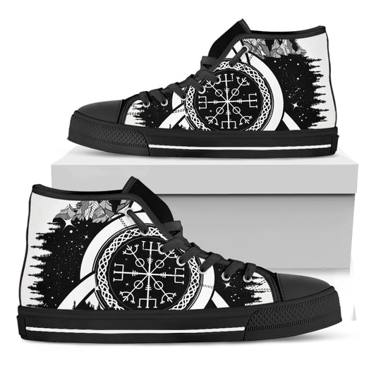 Viking Celtic Trinity Knot Print Black High Top Shoes