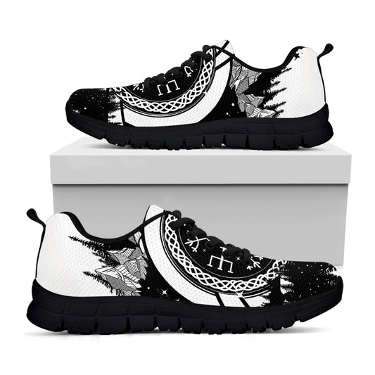 Viking Celtic Trinity Knot Print Black Sneakers