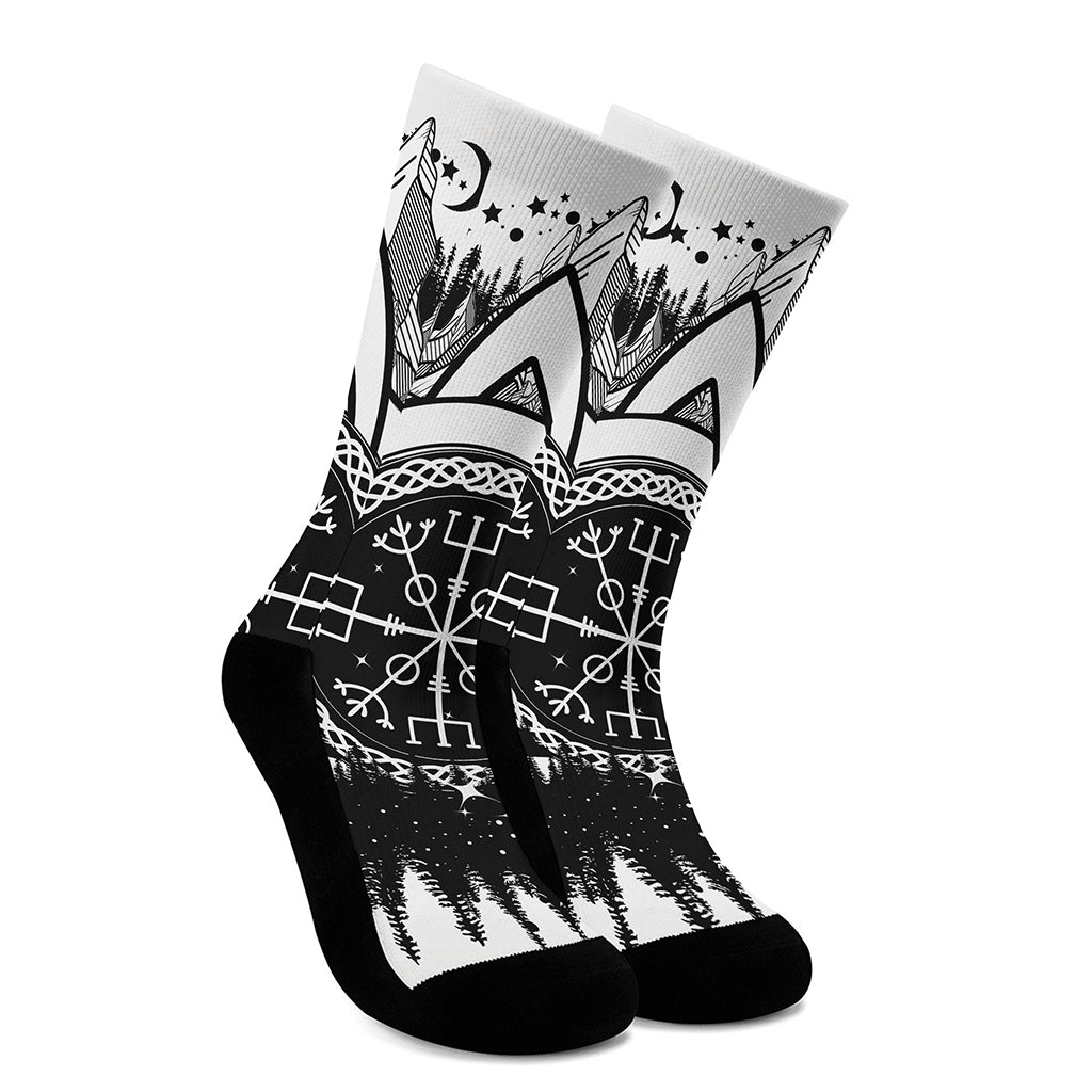 Viking Celtic Trinity Knot Print Crew Socks