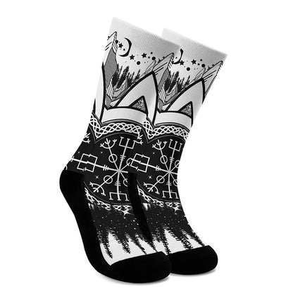 Viking Celtic Trinity Knot Print Crew Socks