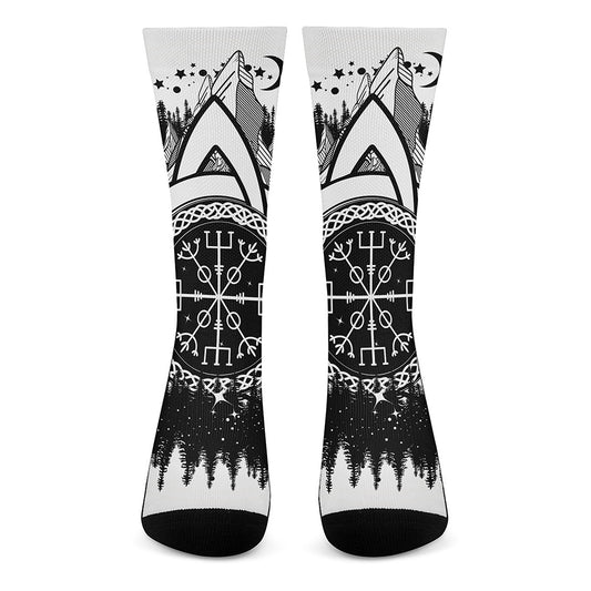 Viking Celtic Trinity Knot Print Crew Socks
