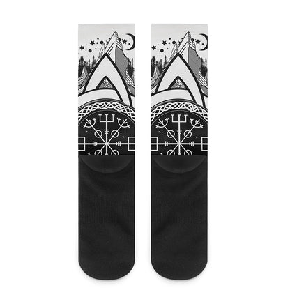 Viking Celtic Trinity Knot Print Crew Socks