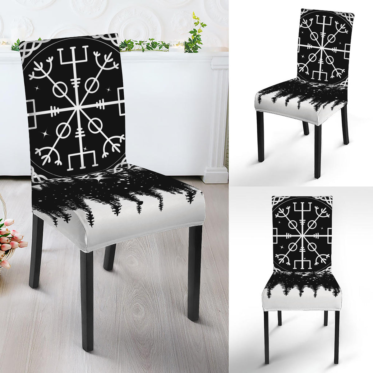 Viking Celtic Trinity Knot Print Dining Chair Slipcover