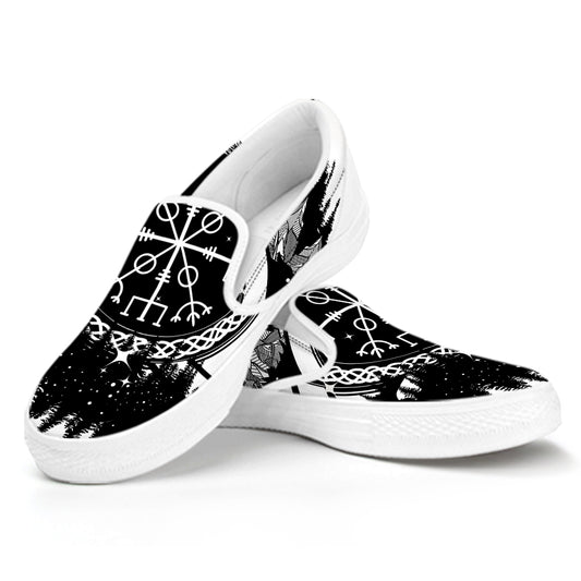 Viking Celtic Trinity Knot Print White Slip On Shoes