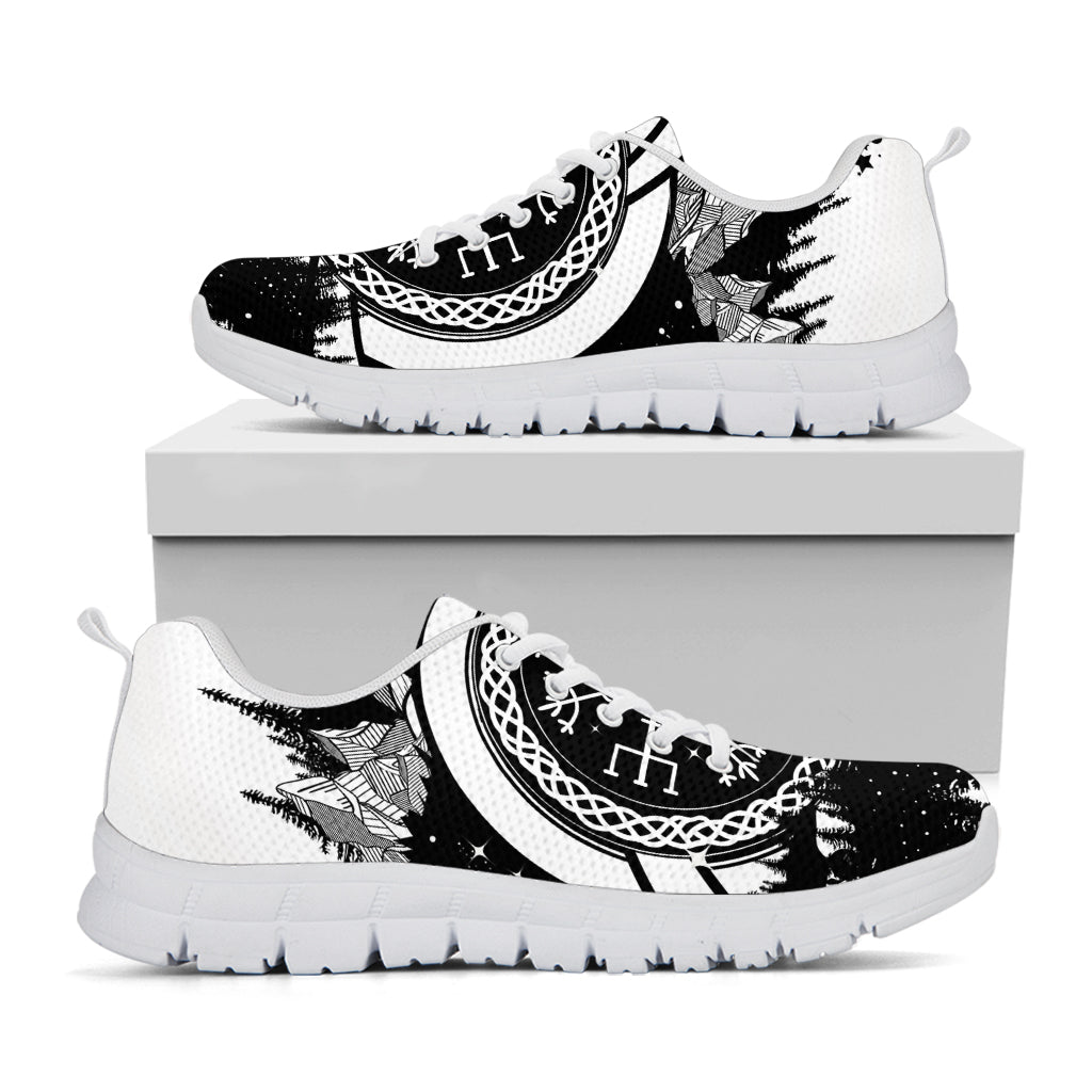 Viking Celtic Trinity Knot Print White Sneakers