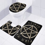 Viking Nordic Runes Pentagram Print 3 Piece Bath Mat Set