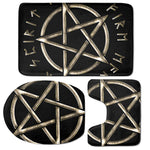 Viking Nordic Runes Pentagram Print 3 Piece Bath Mat Set