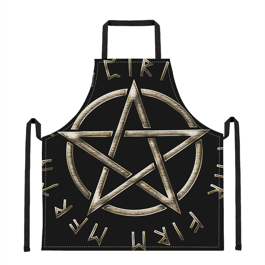 Viking Nordic Runes Pentagram Print Apron