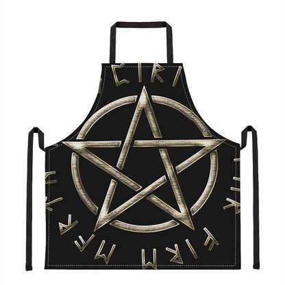 Viking Nordic Runes Pentagram Print Apron