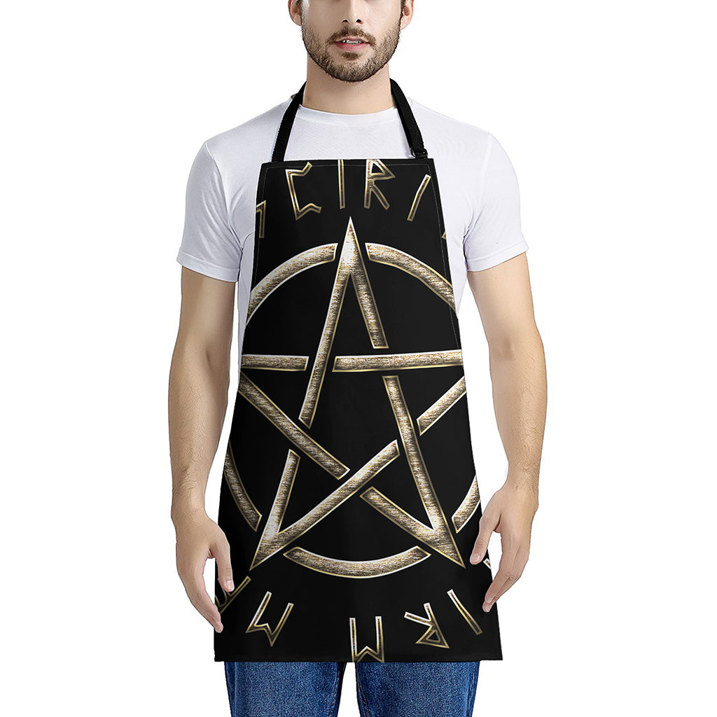 Viking Nordic Runes Pentagram Print Apron