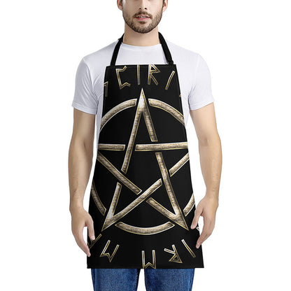 Viking Nordic Runes Pentagram Print Apron